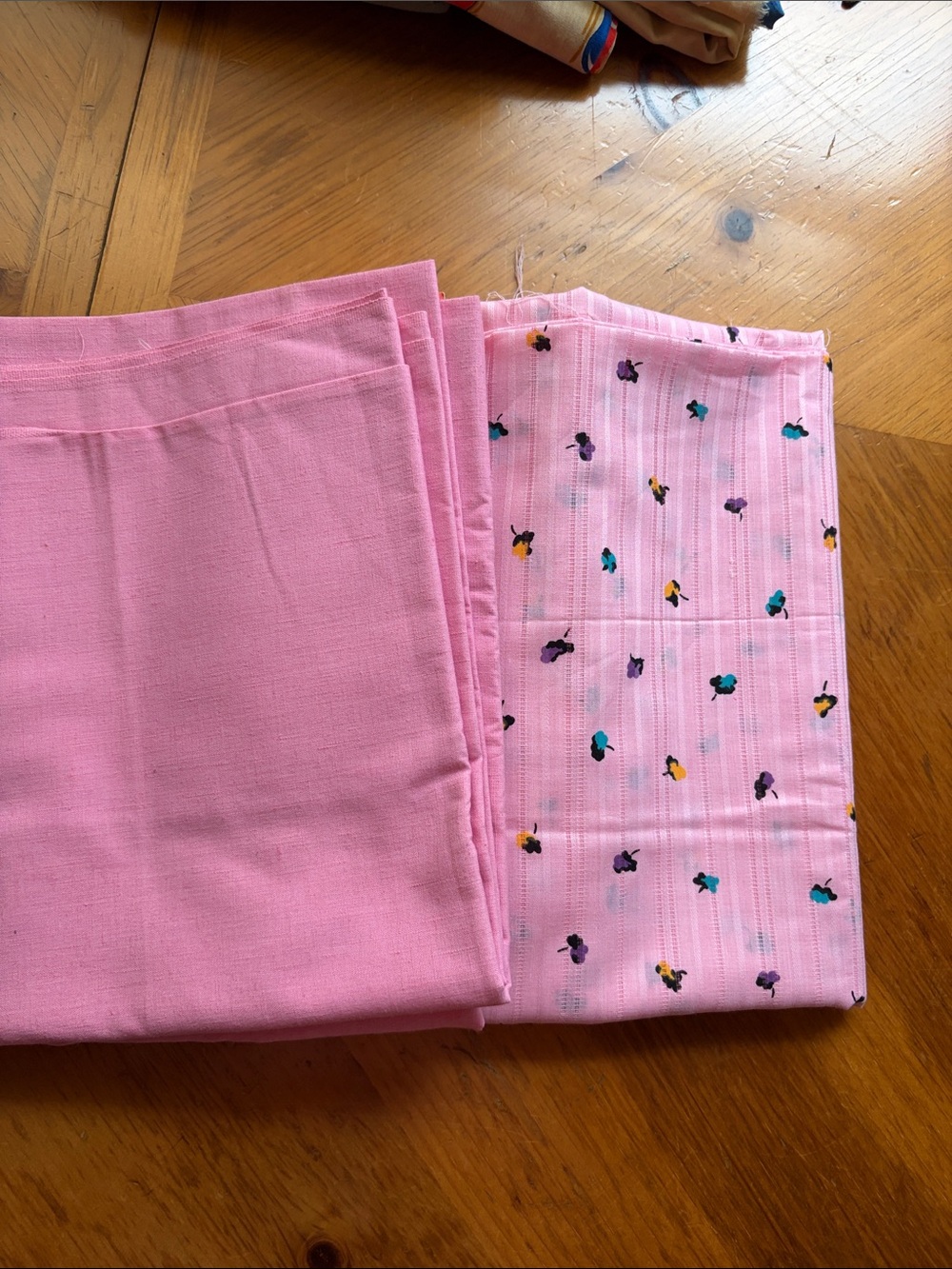 Fabric, 44”x108”+44”x90”+44”x24” Pink Floral Cotton Fabric Set